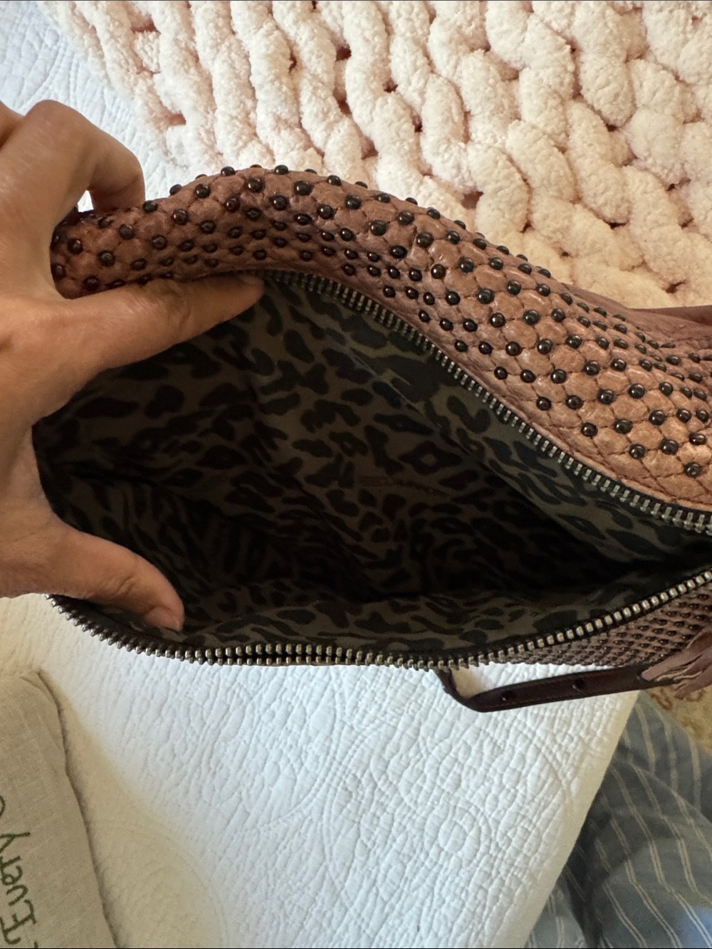 Rebecca Minkoff Brown Leather Studded Tassel Crossbody Bag - Picture 2 of 8